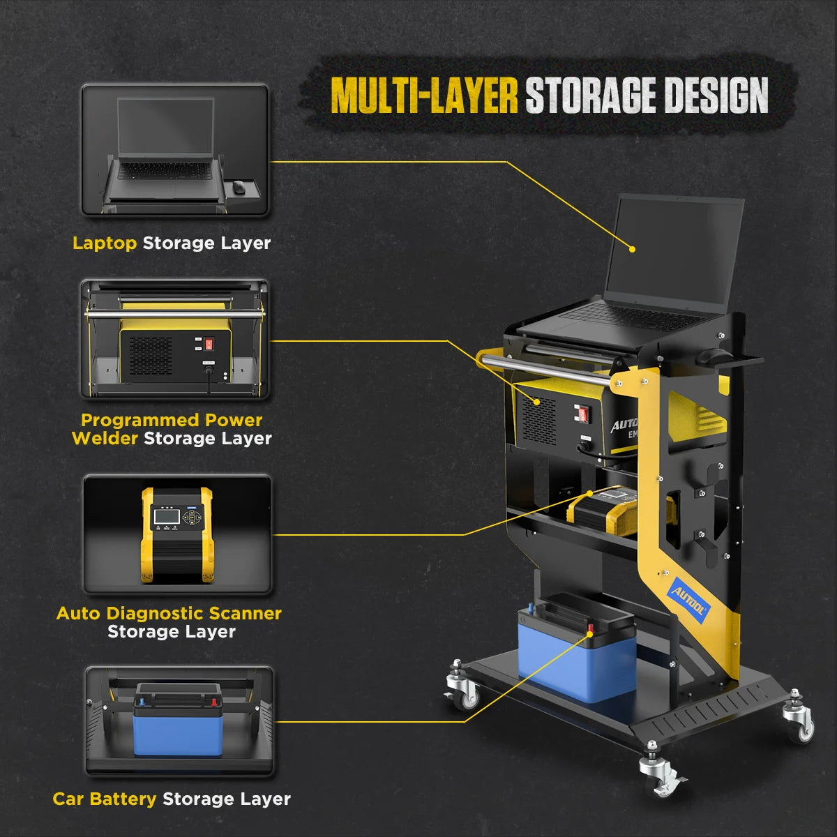 AUTOOL 3X Tier Rolling Tool Cart