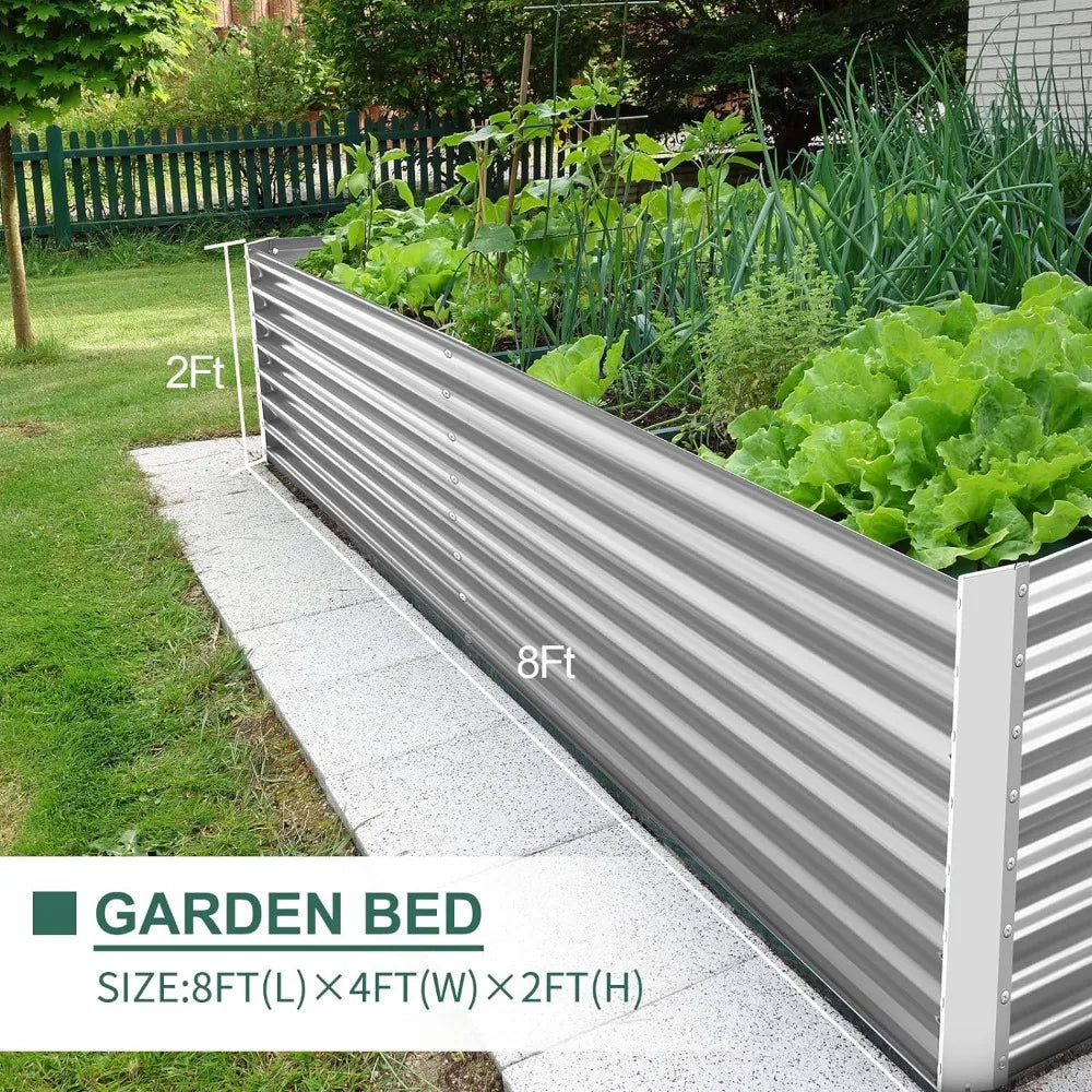 Land Guard 8×4×2 ft Galvanized Raised Garden Bed Kit