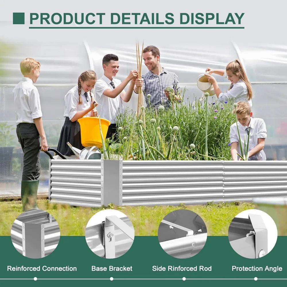 Land Guard 8×4×2 ft Galvanized Raised Garden Bed Kit