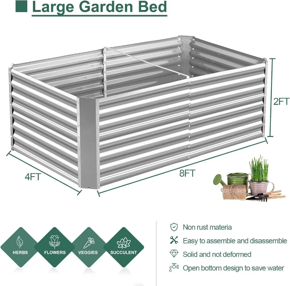 Land Guard 8×4×2 ft Galvanized Raised Garden Bed Kit