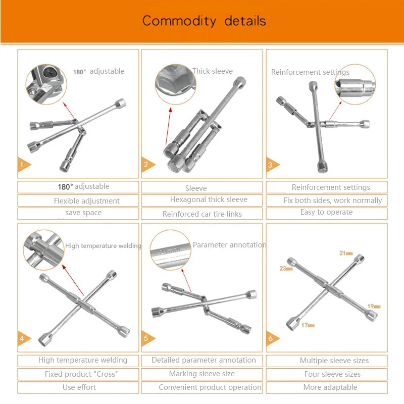 Folding 4-way wrench - Your Choice Central