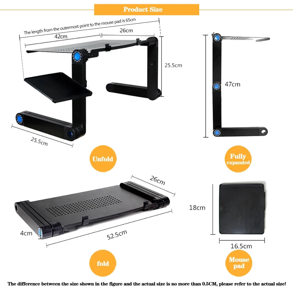 Adjustable laptop desk table stand with mouse pad - Your Choice Central