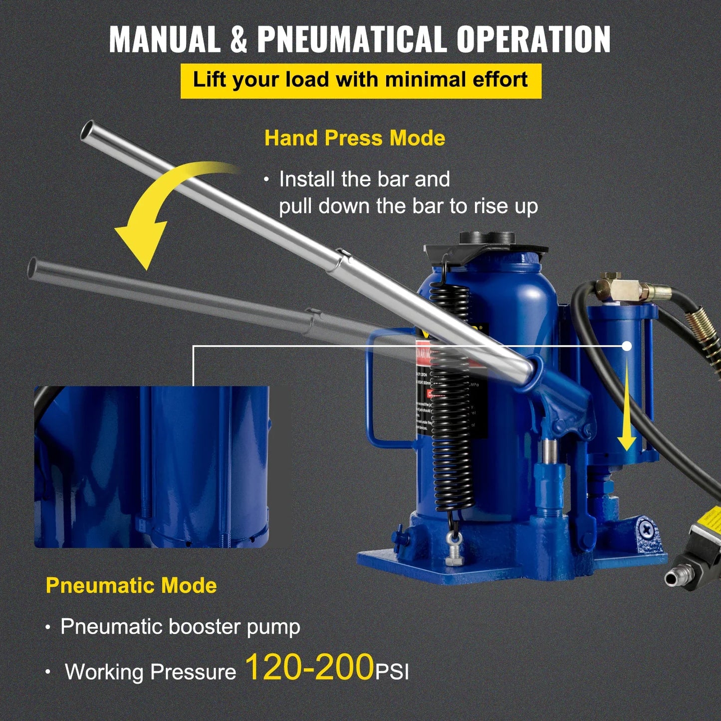 VEVOR 20 ton air hydraulic bottle Jack