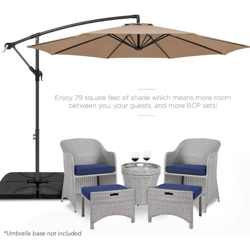 Hangiing patio umbrella with ten foot offset