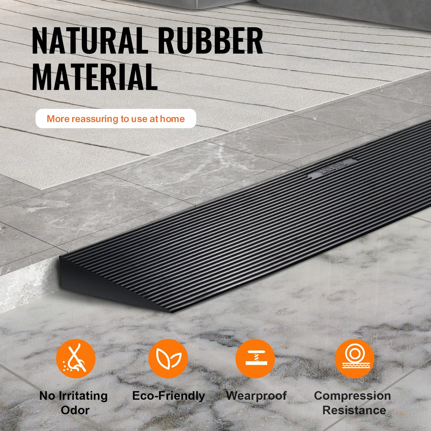 VEVOR 1.2" Rise Threshold Ramp Cuttable solid Natural Rubber for Doorways Driveways ect. - Your Choice Central